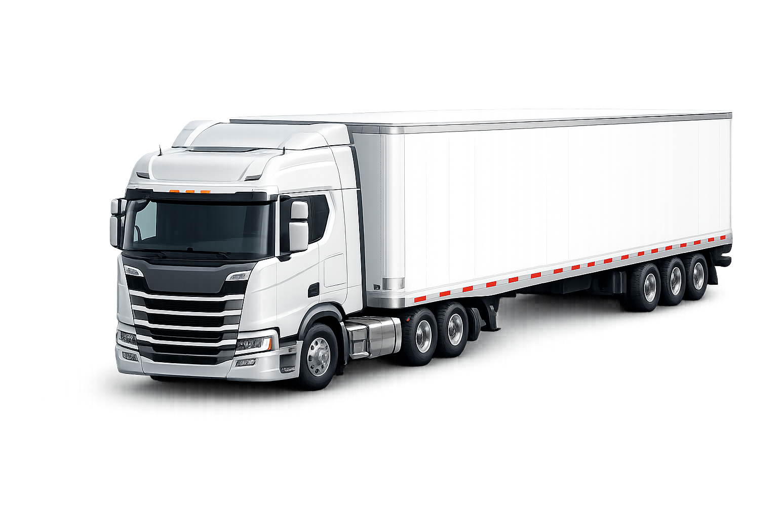Semi-realistic 3D European truck with semi-trailer